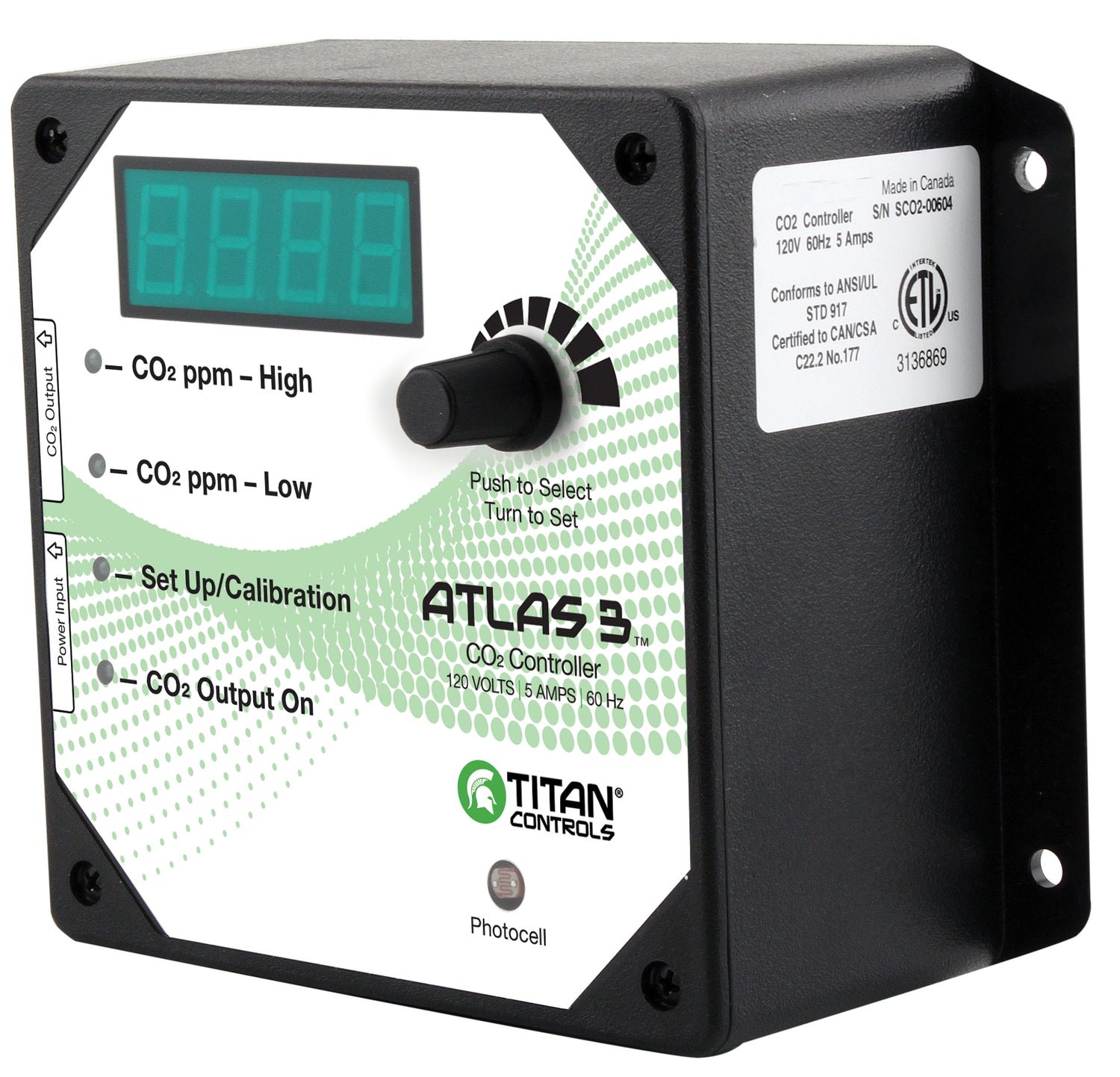 Titan Controls® Atlas® 3 - Day/Night CO2 Monitor/Controller