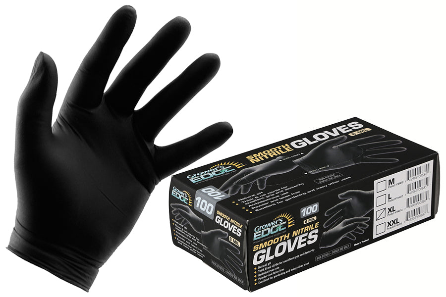 Grower's Edge Black Powder Free Nitrile Gloves 6 mil