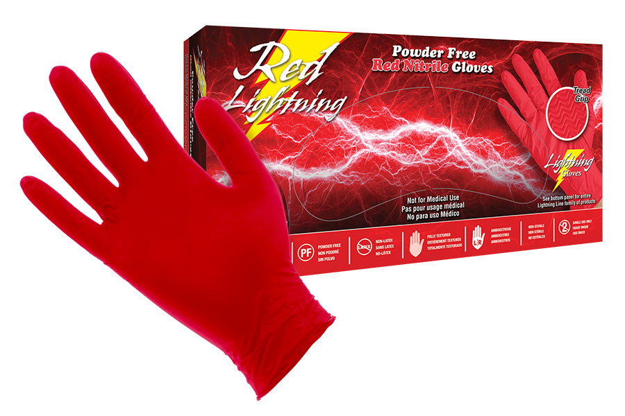 Red Lightning Powder Free Nitrile Gloves Small (100/Box)